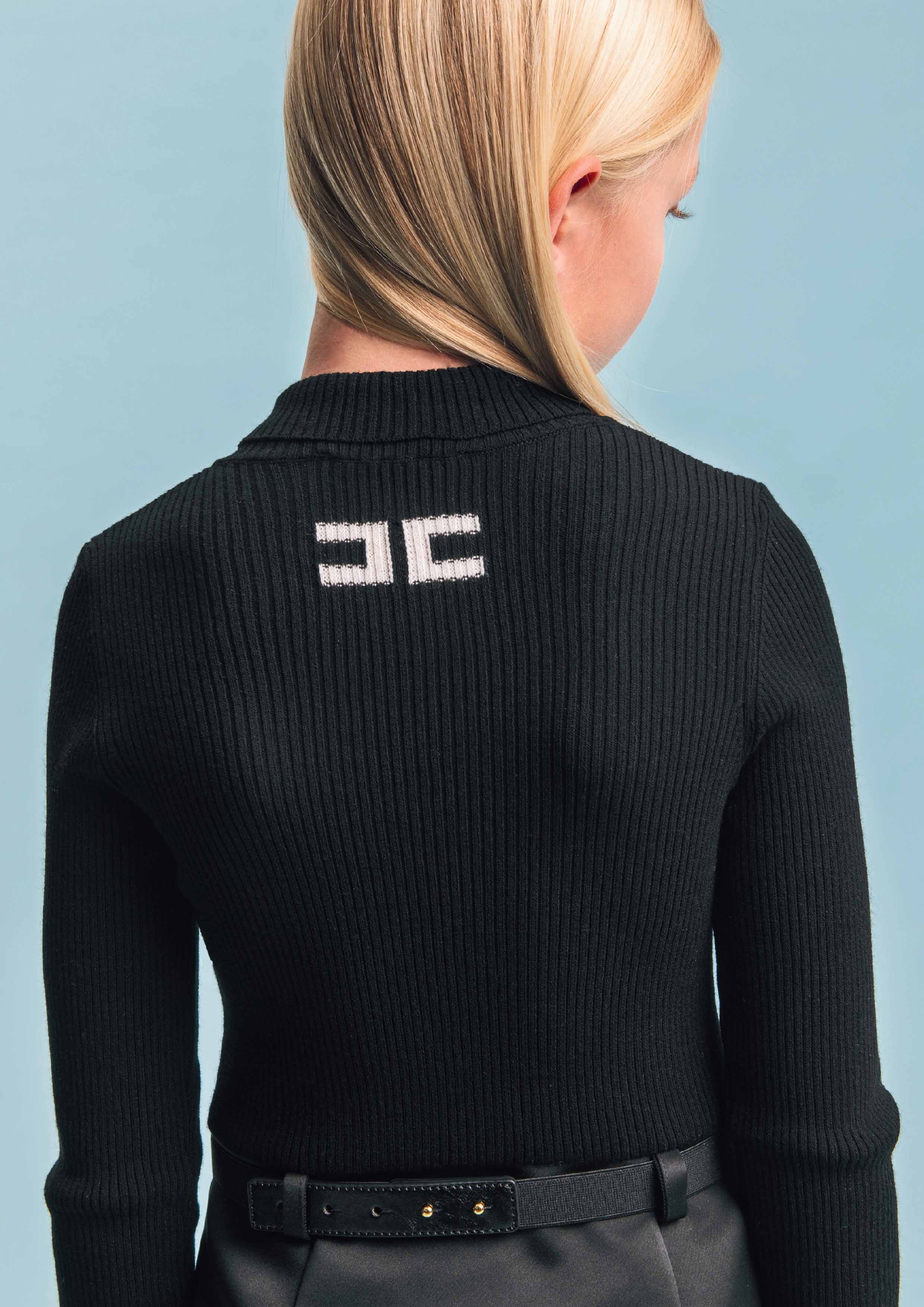 Elisabetta Franchi Knit Belted Dress with Duchesse Skirt