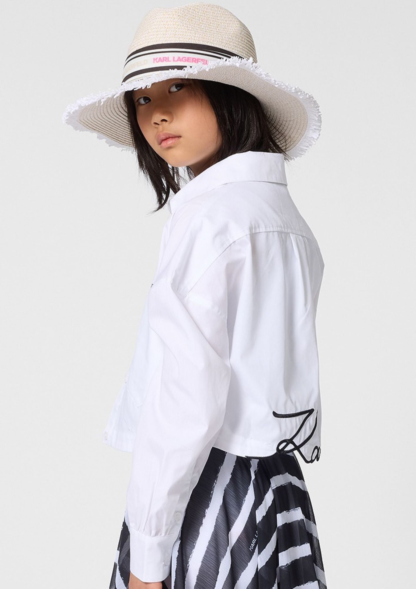 Karl Lagerfeld White Crop Shirt