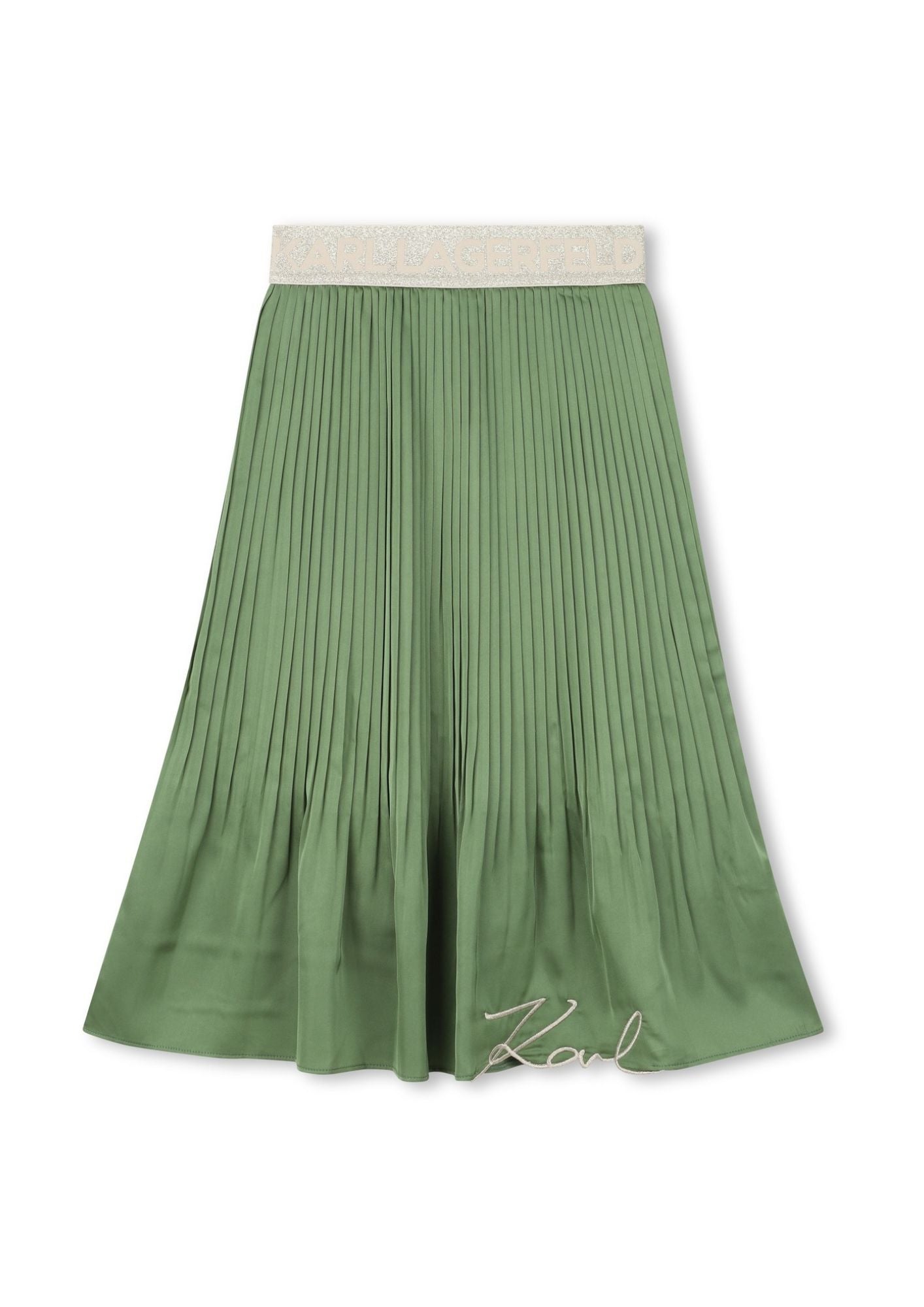 Karl Lagerfeld Pleated Green Midi Skirt