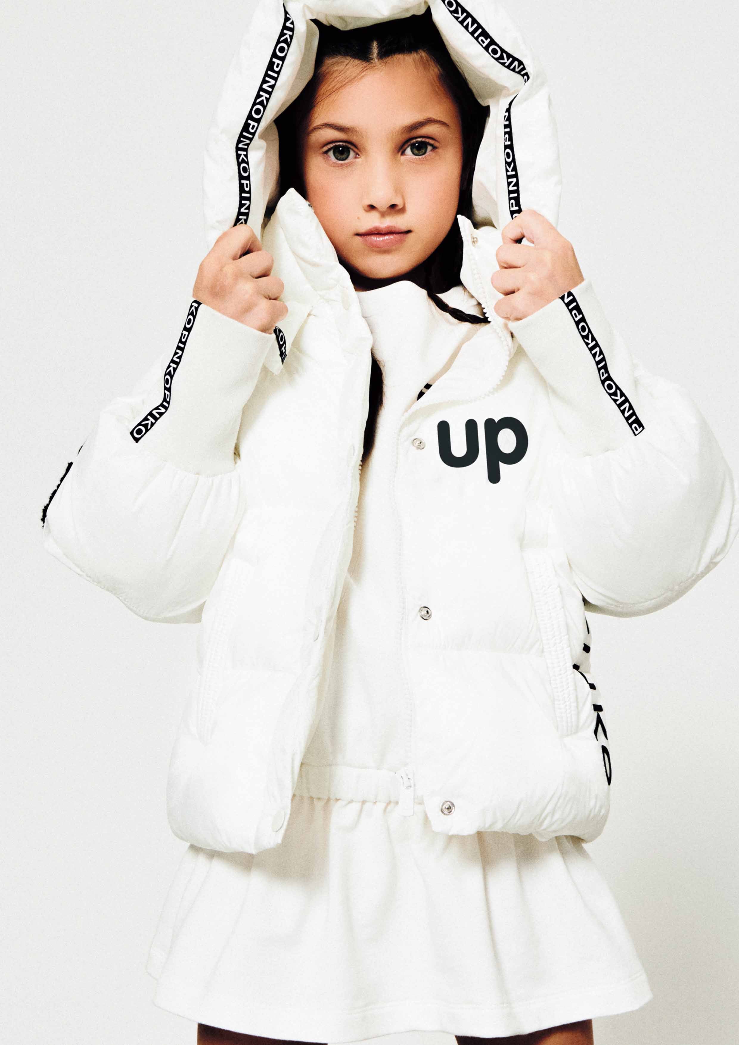 Pinko White Contrast Puffer Coat