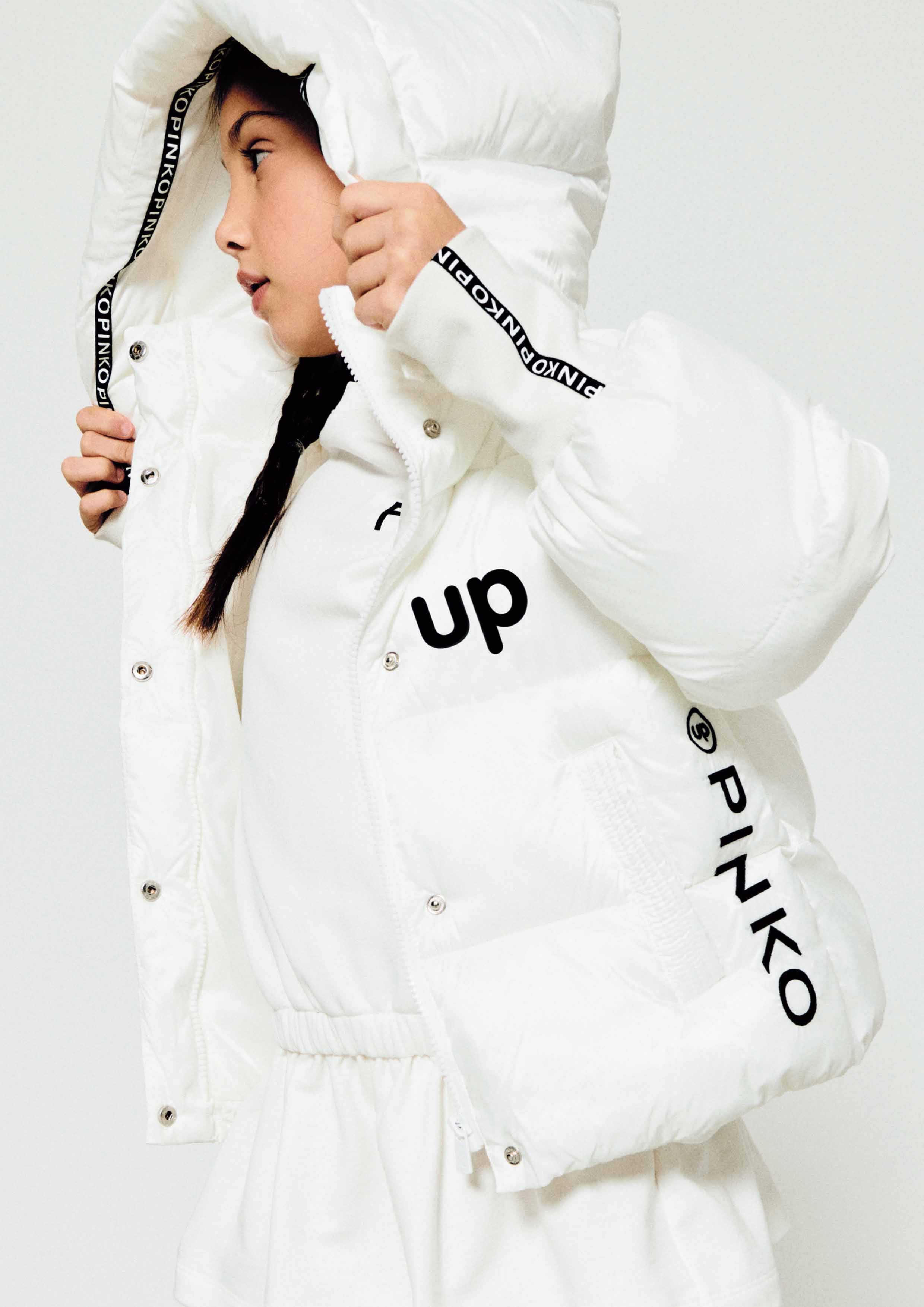 Pinko White Contrast Puffer Coat