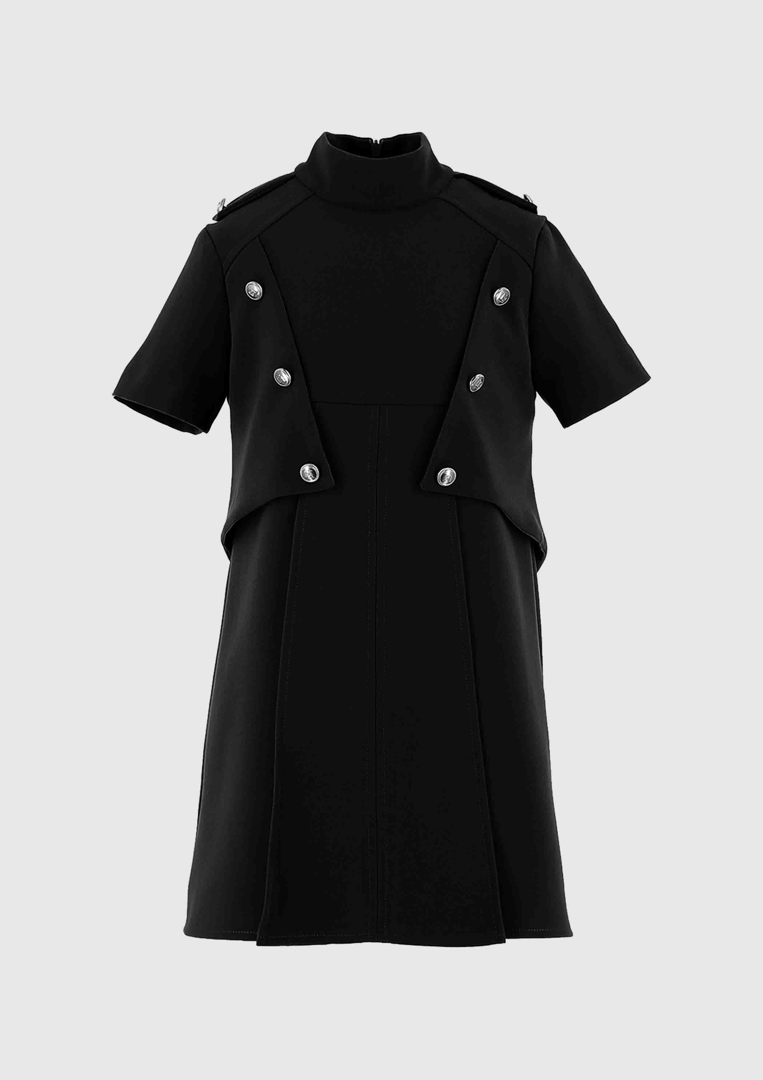 Elisabetta Franchi Black Crepe with Logo Buttons
