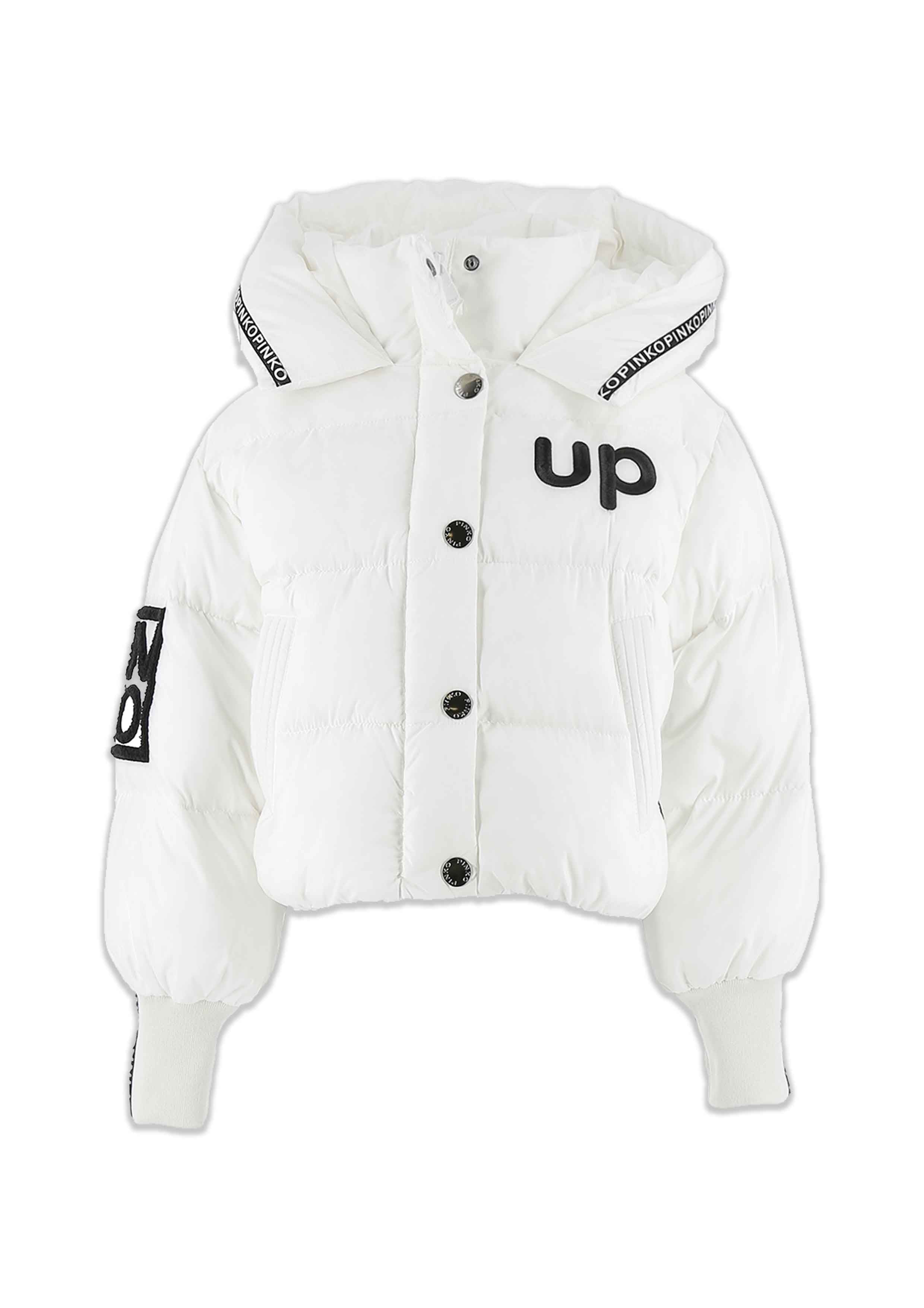 Pinko White Contrast Puffer Coat