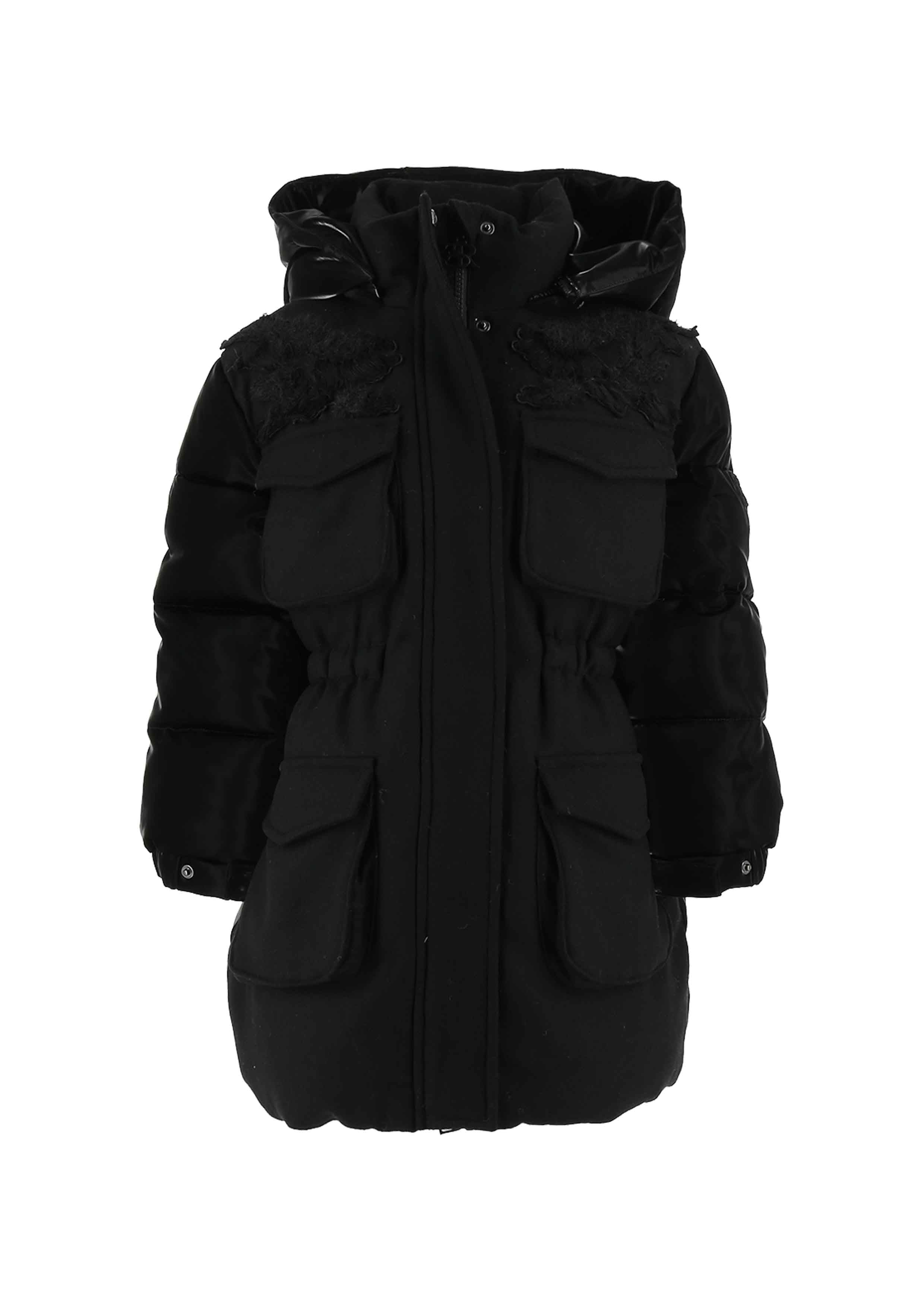 Ermanno Scervino Wool and Nylon Black Coat