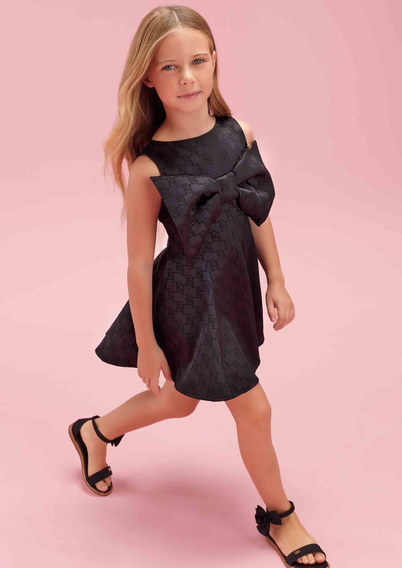 Elisabetta Franchi Black Jacquard Satin Dress (Toddler version)