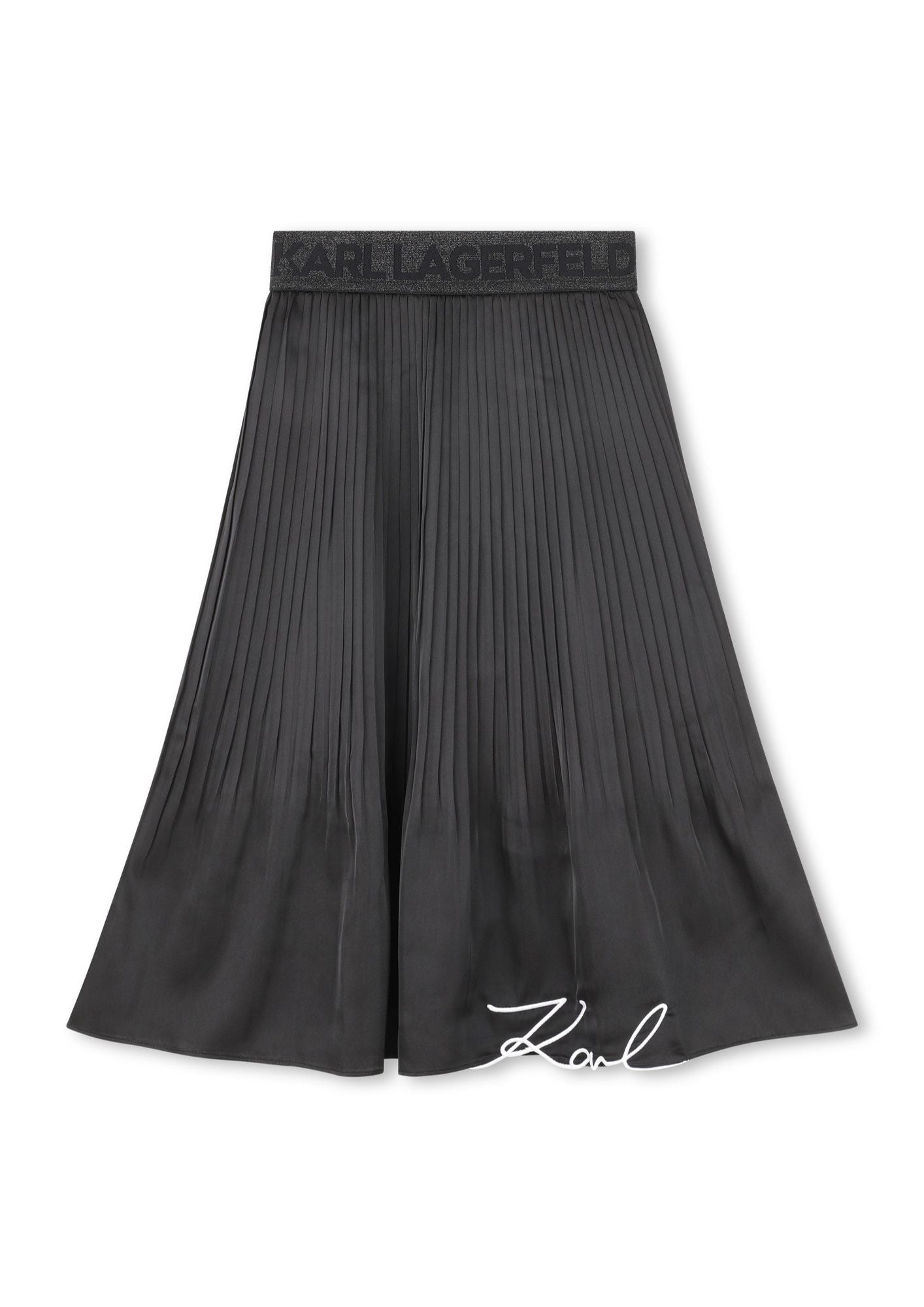 Karl Lagerfeld Black Pleated Midi Skirt
