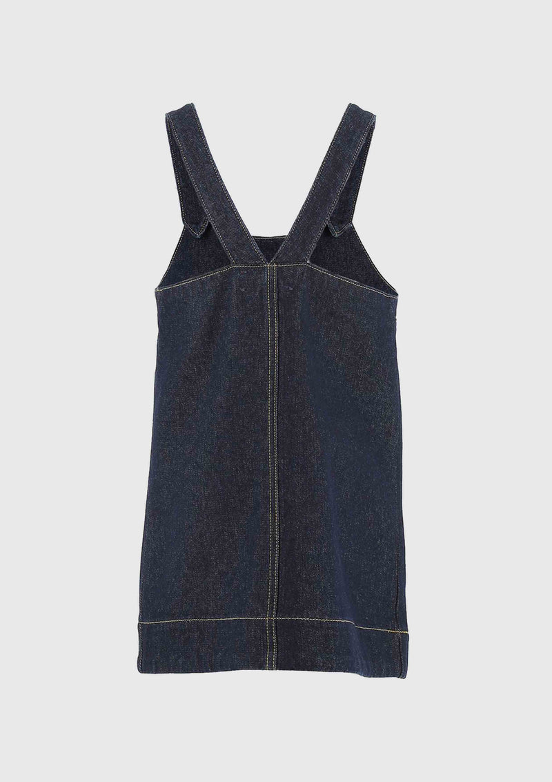 Elisabetta Franchi Denim dress with eco-leather pockets