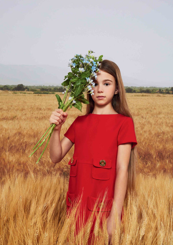 Elisabetta Franchi Red Pocket Dress With Buttons