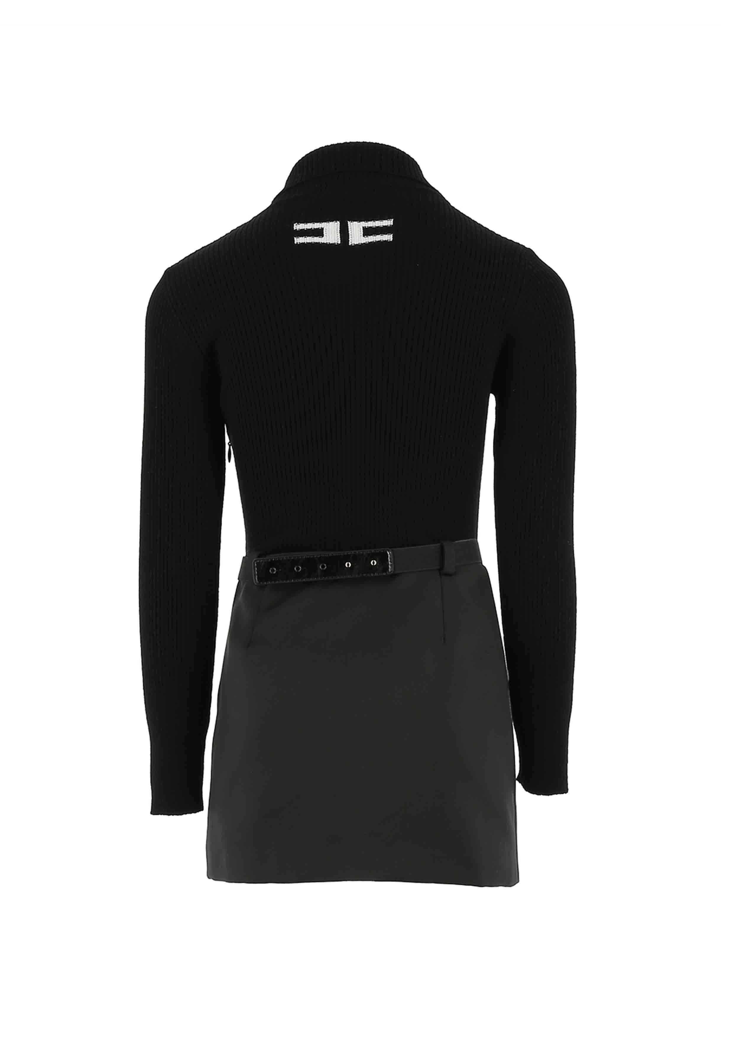 Elisabetta Franchi Knit Belted Dress with Duchesse Skirt