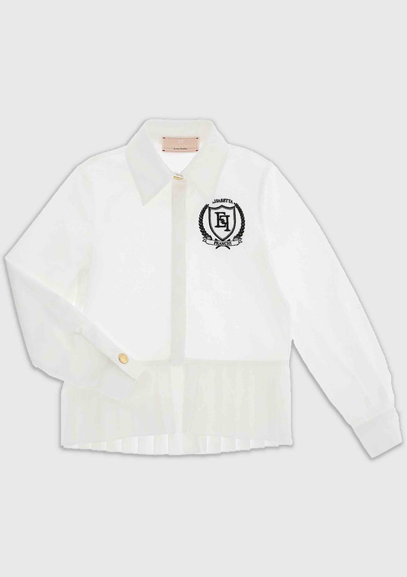 Elisabetta Franchi White Emblem Shirt with Pleats