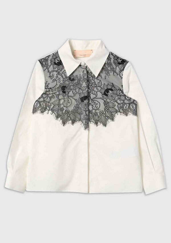 Elisabetta Franchi Contrast Lace Poplin Shirt