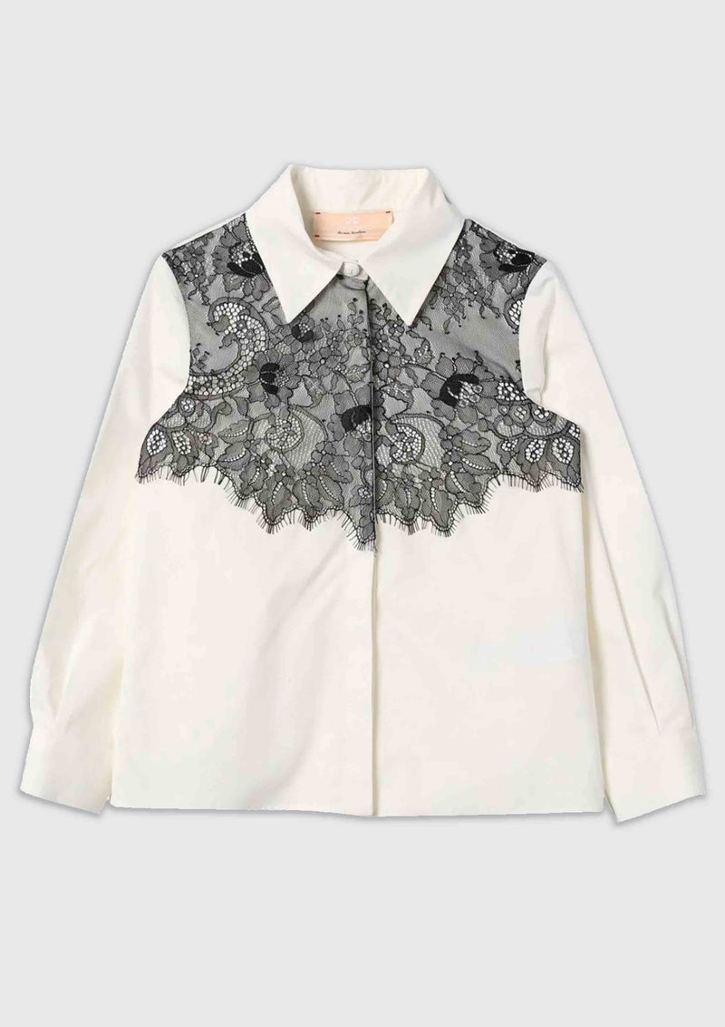 Elisabetta Franchi Contrast Lace Poplin Shirt