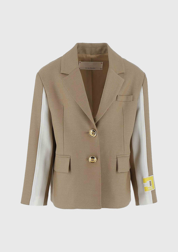 Elisabetta Franchi Camel Wool-Blend Blazer