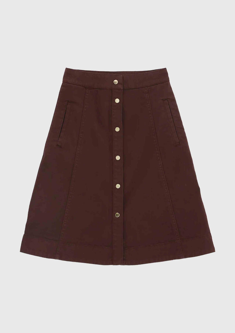 Elisabetta Franchi Burgundy Cotton Midi Skirt