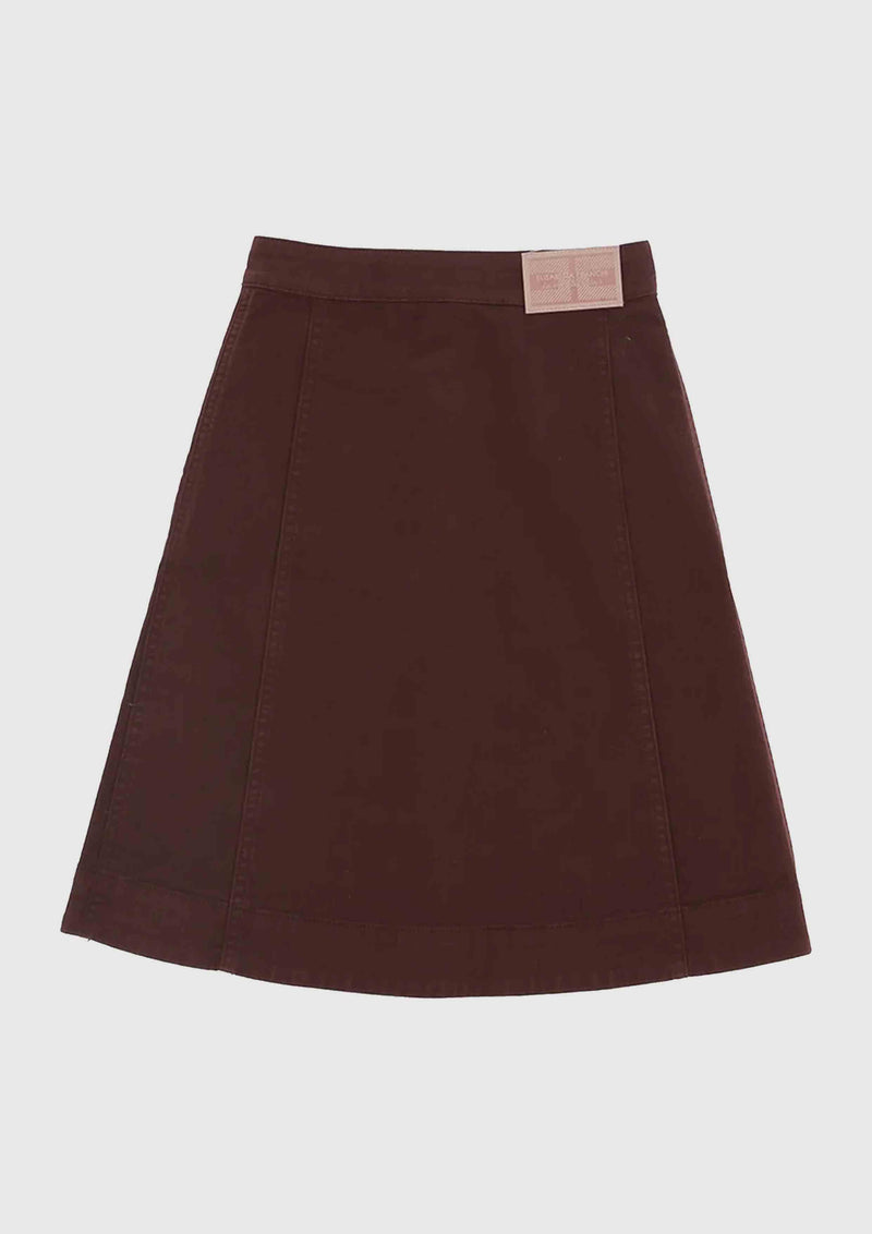 Elisabetta Franchi Burgundy Cotton Midi Skirt