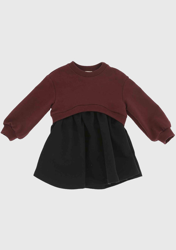 Elisabetta Franchi Black and Burgundy Toddler Dress