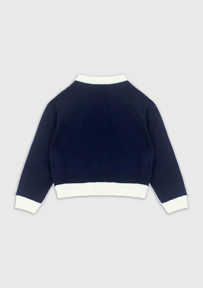 Elisabetta Franchi Navy Wool Emblem Knit (toddler sizes)