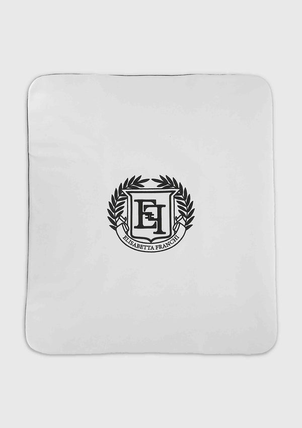 Elisabetta Franchi Black and White Emblem Baby Blanket