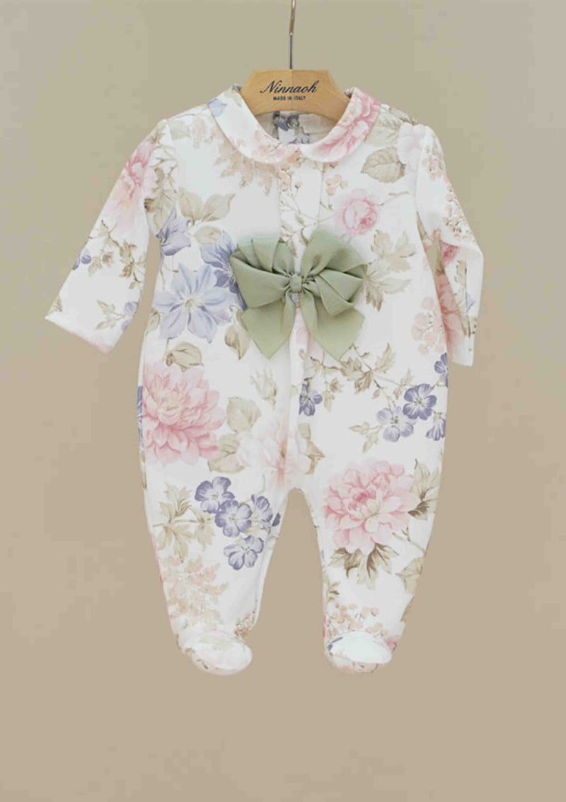 Ninnaoh Floral Onesie with Matching Hat.