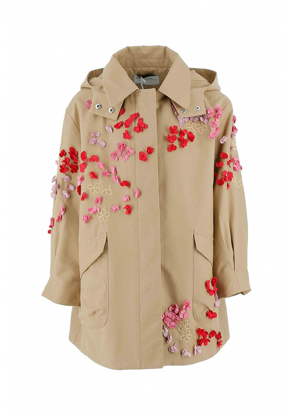 Ermanno Scervino Parka with Floral Applique