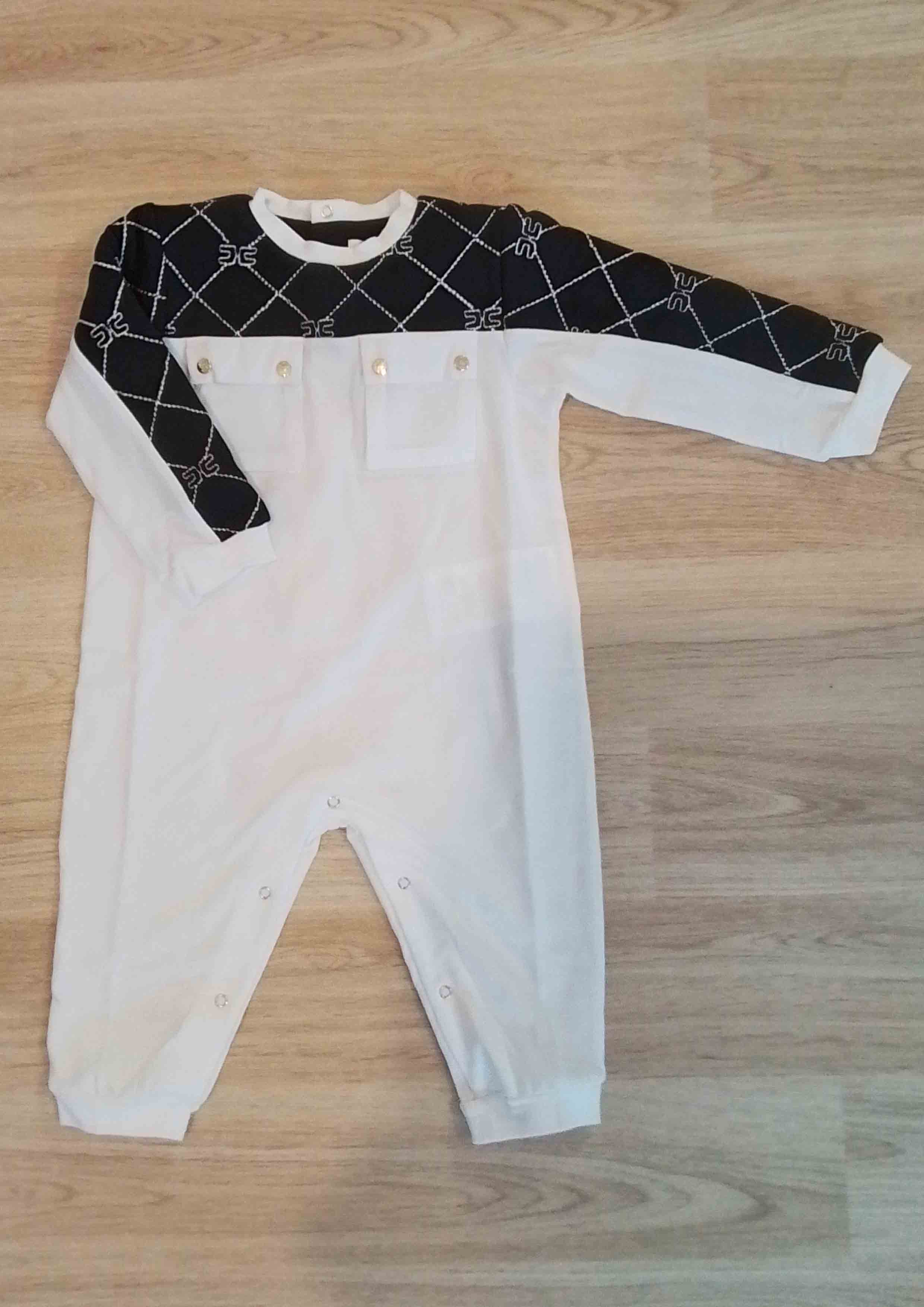 Elisabetta Franchi Baby Onesie with Contrast Quilt and Logo