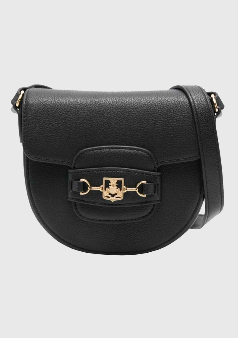 Elisabetta Franchi Crossbody Black bag with Emblem Clamp