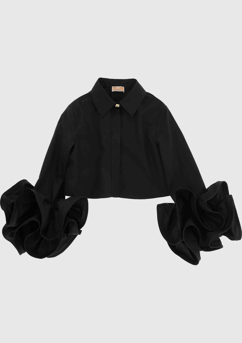 Elisabetta Franchi Black Ruffle Cuff Shirt