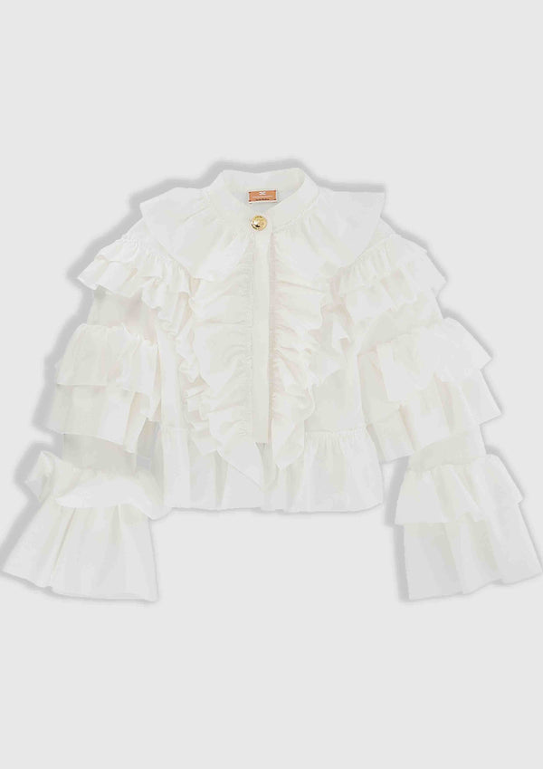 Elisabetta Franchi Frilly White Shirt