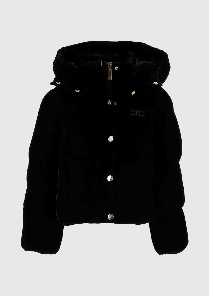 Elisabetta Franchi Black Velvet Puffer coat