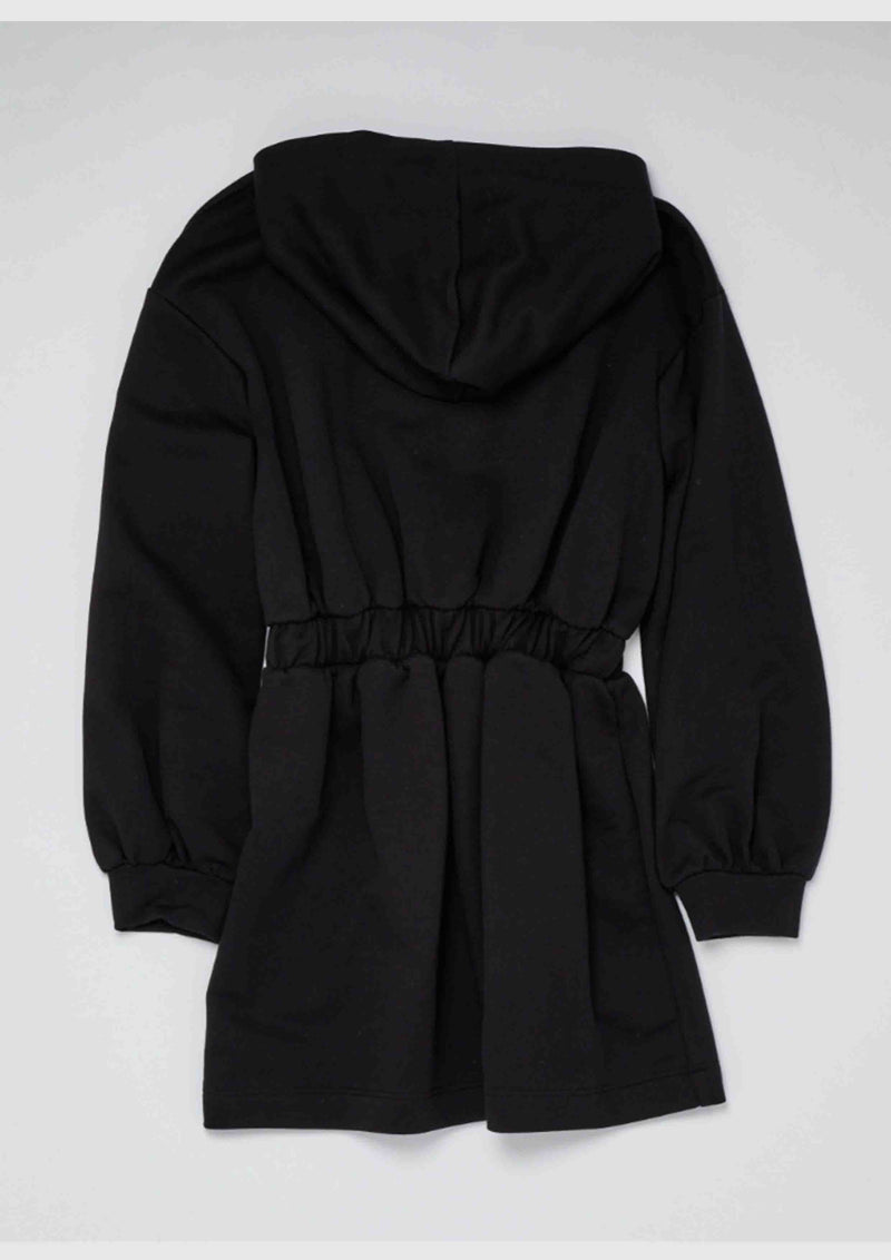 Elisabetta Franchi Black Sweatshirt Dress with Lime Emboss