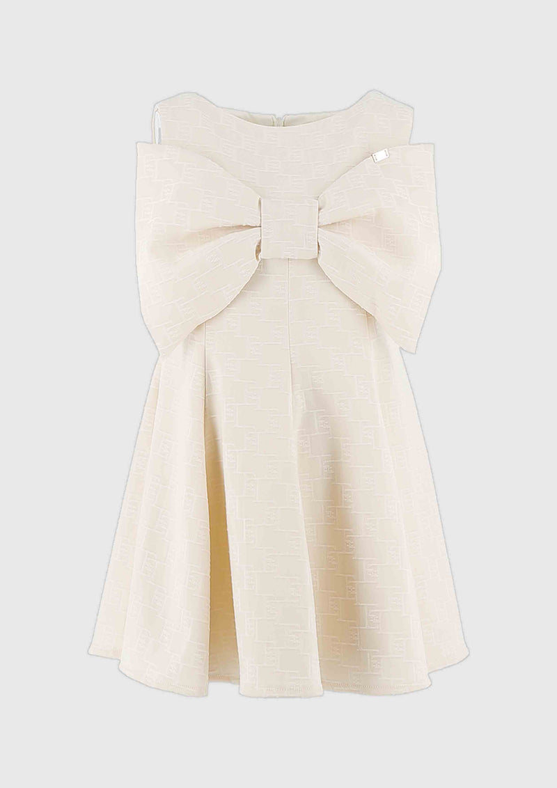 Elisabetta Franchi Ivory Jacquard Satin Dress (Toddler version)