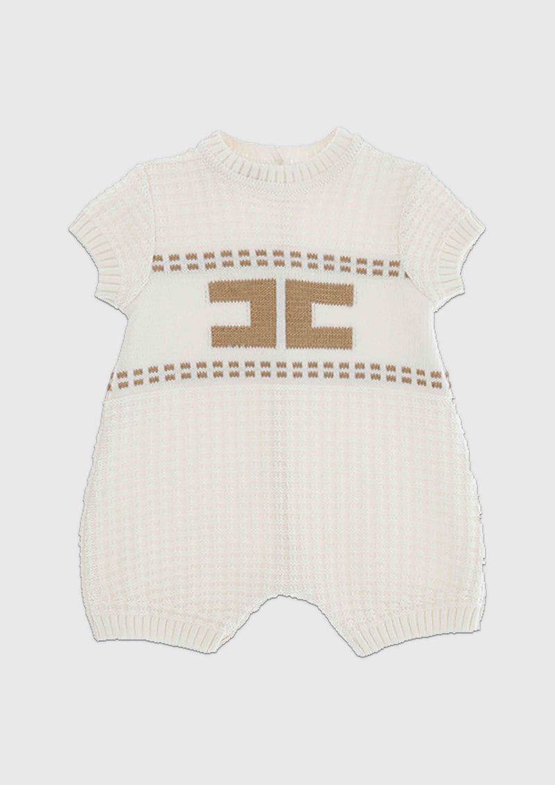 Elisabetta Franchi White & Beige knitted Romper