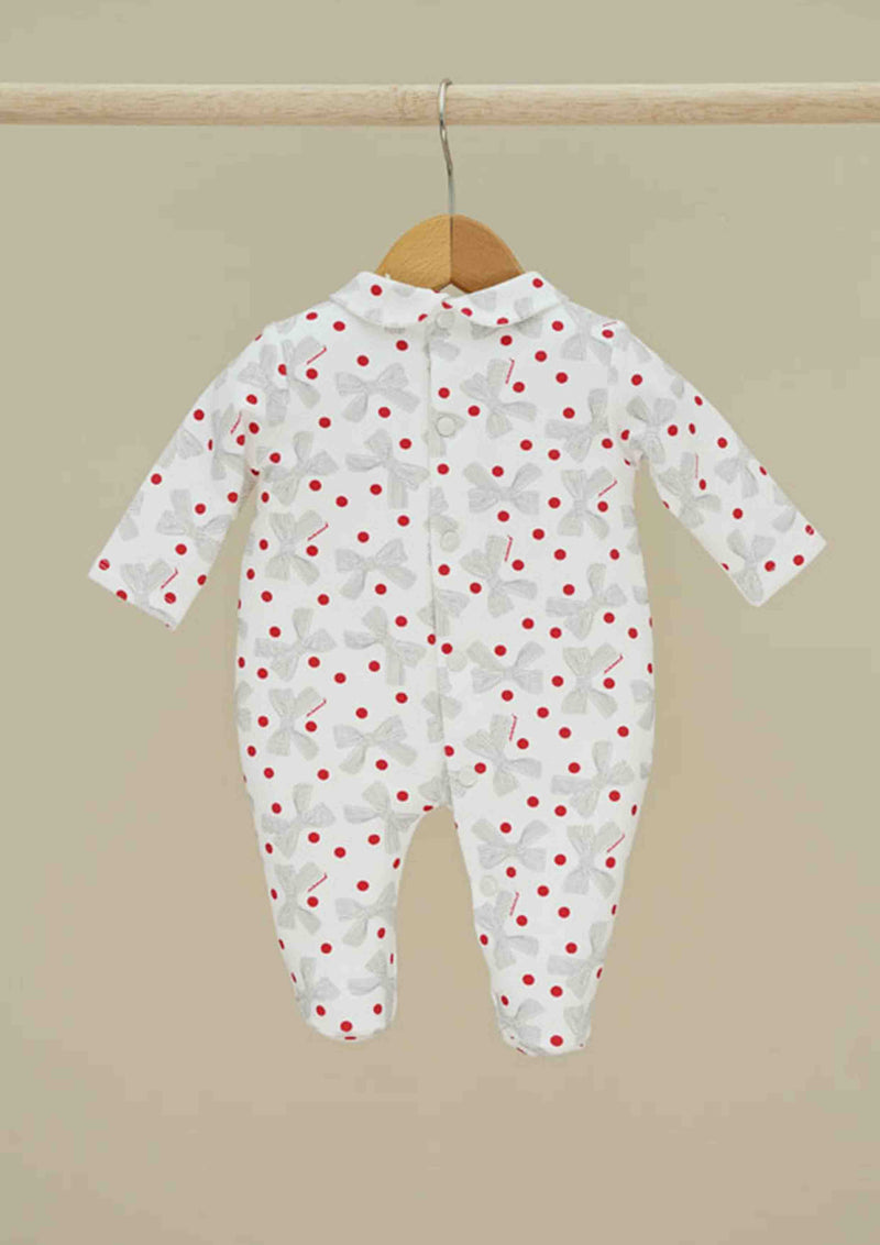 Ninnaoh Bow Print Onesie with Matching Hat