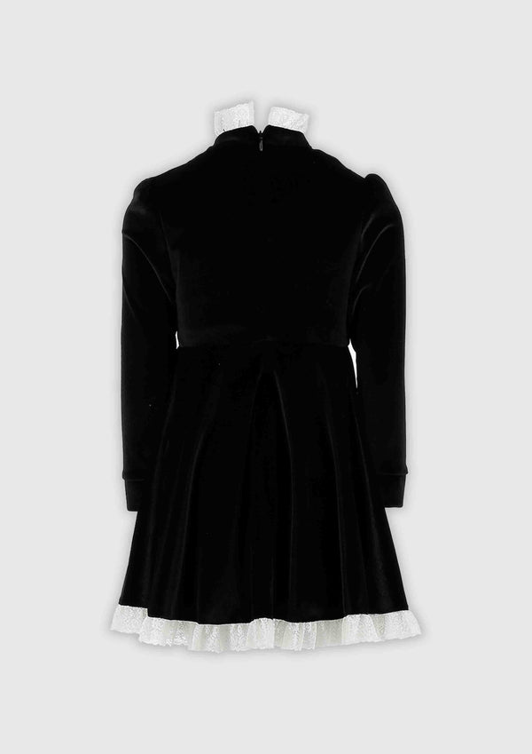 Philosophy Velour Dress with Lace Frills