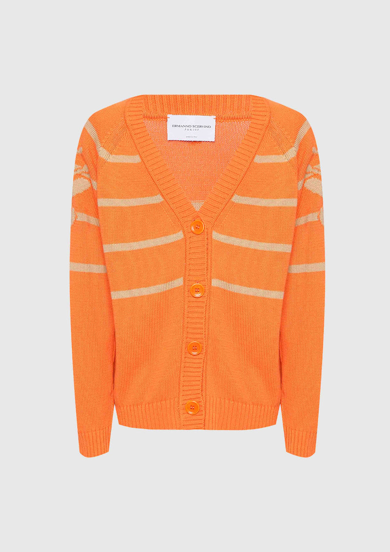 Ermanno Scervino Oversized Orange and Camel Cardigan