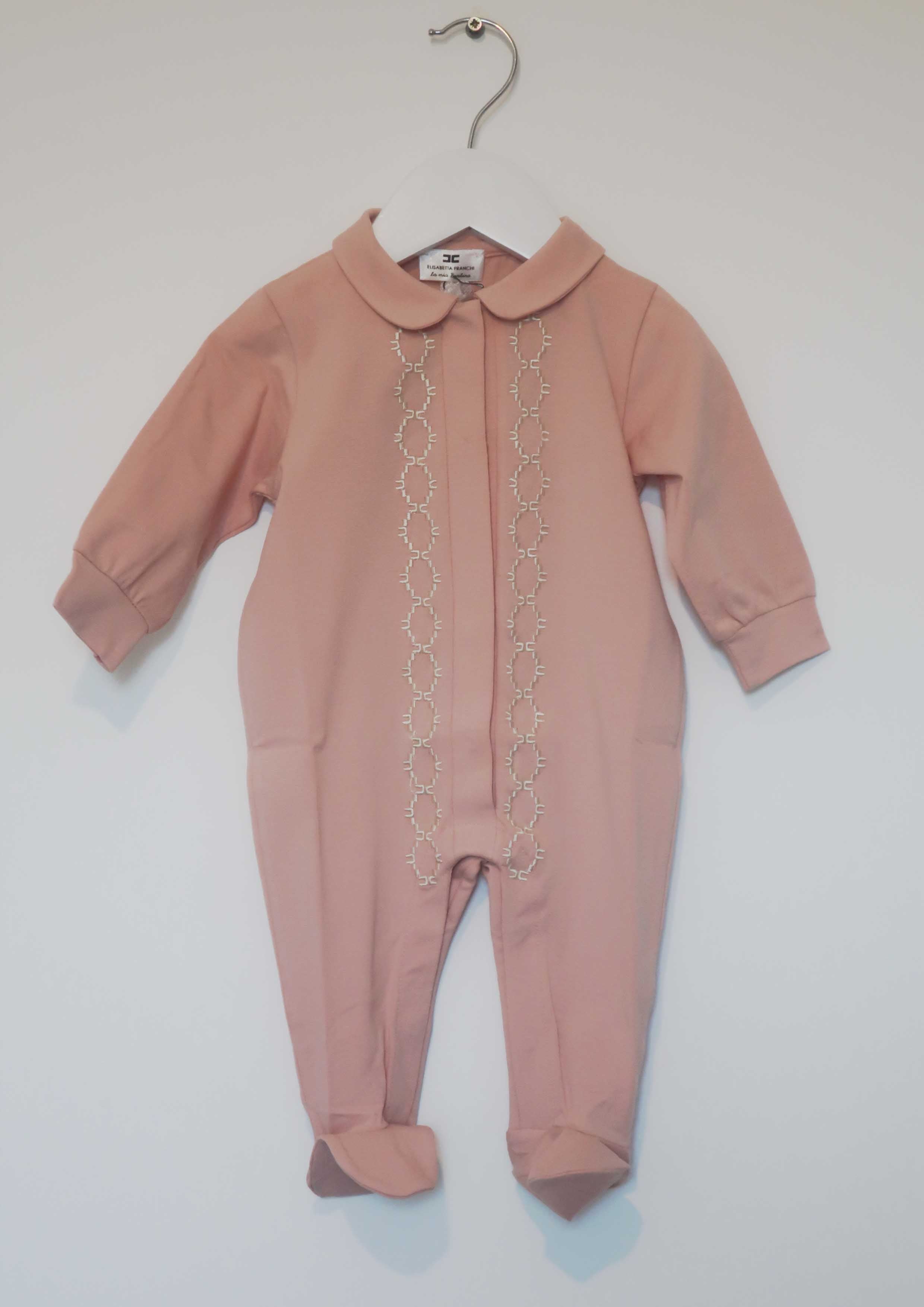 Elisabetta Franchi dusky-pink jersey babygrow with embroidery.