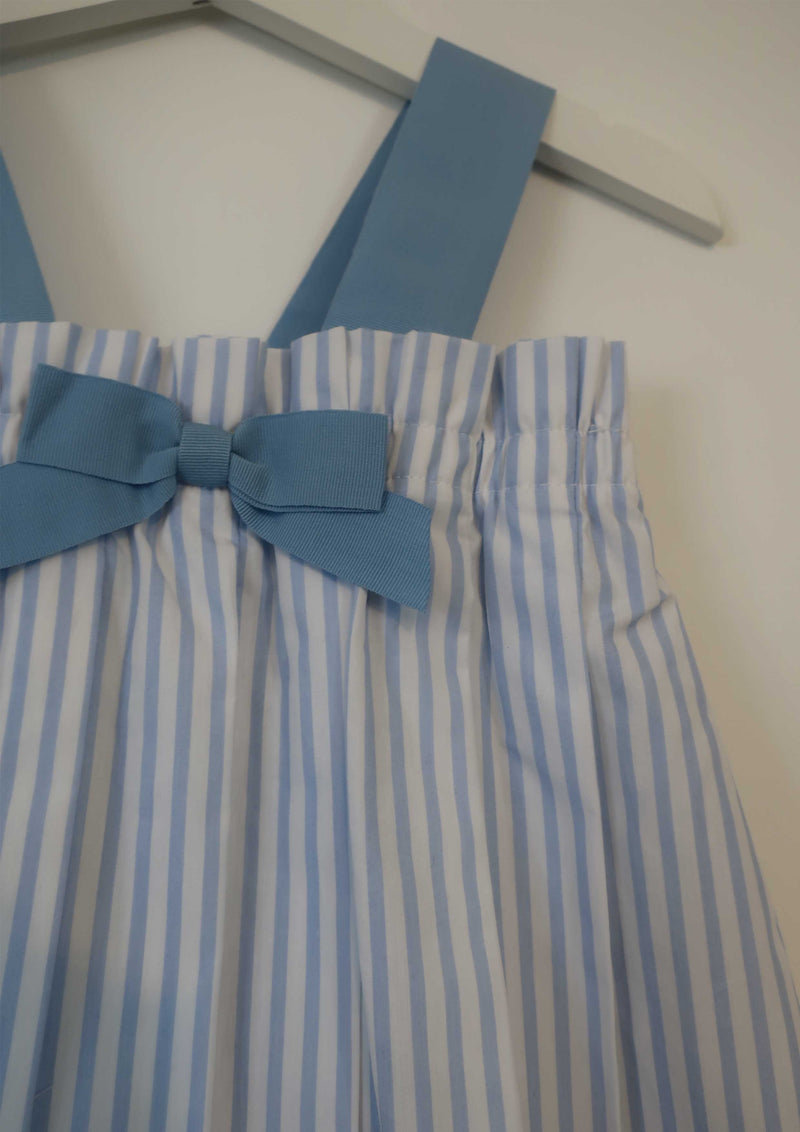 Lapin House Light-Blue Striped Pleated Top