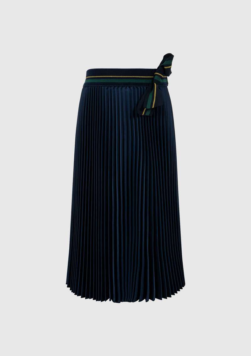 Navy Pleated Skirt