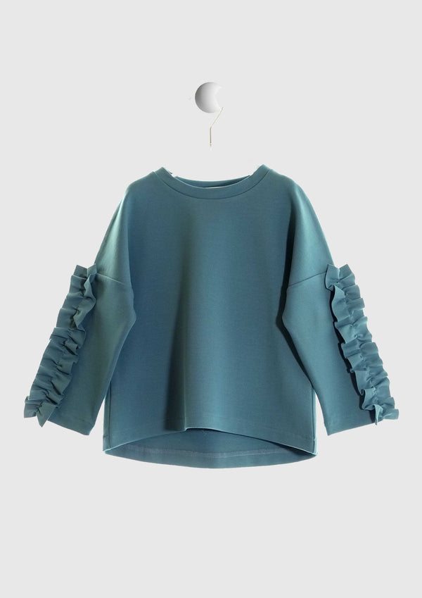 Frill sleeve aqua top