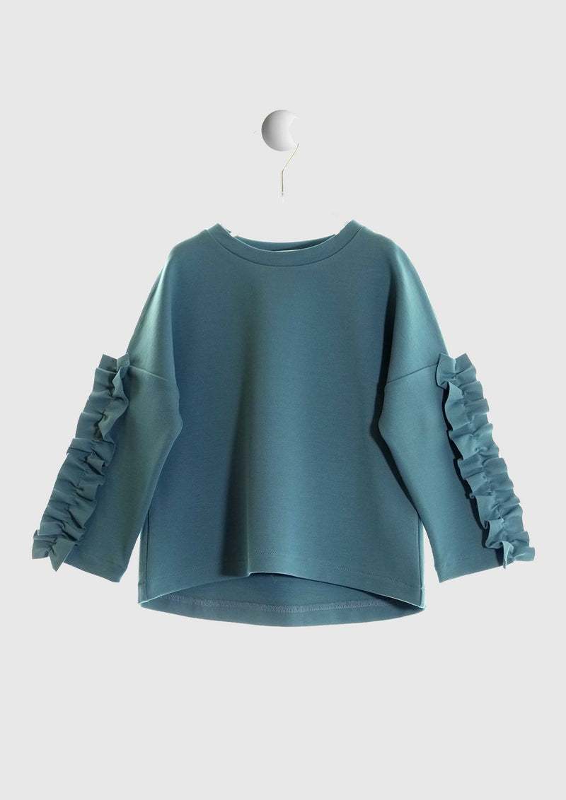 Frill sleeve aqua top