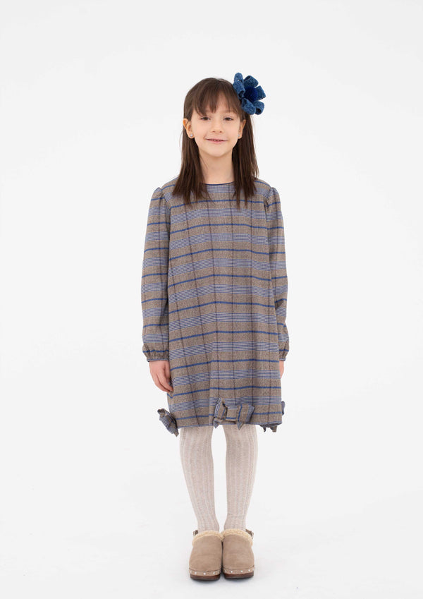 Piccola Ludo Grey Check Dress With Bows