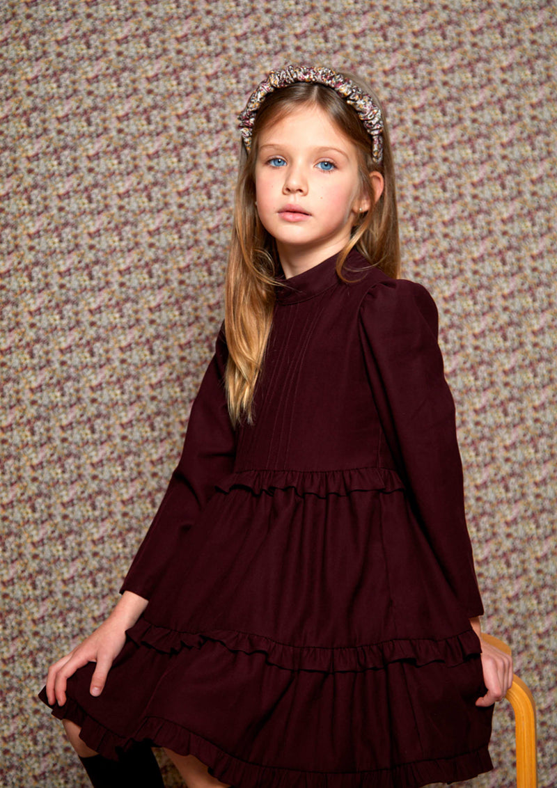 Nueces Burgundy Tiered Dress