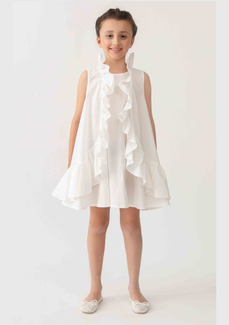 Piccola Ludo White Frill Dress