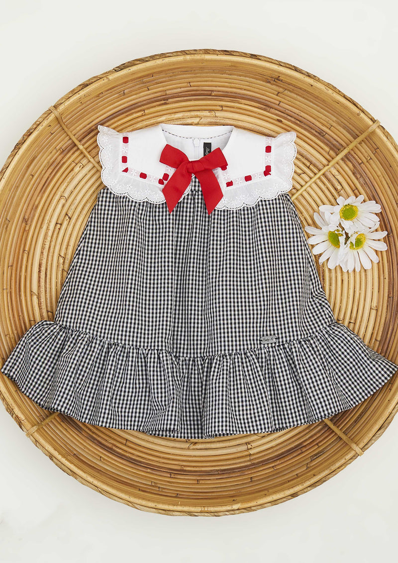 Baby A Black Gingham White Collar Dress - Tiny Models