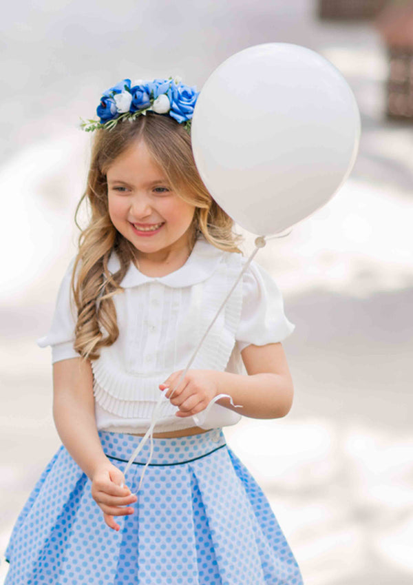 Ivory Half Sleeve, Frill Bib Blouse