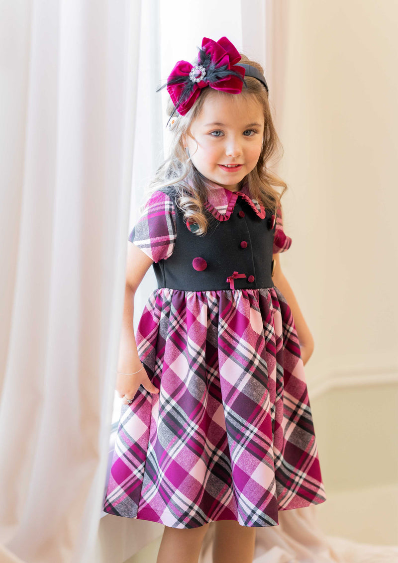 Burgundy Check Dress - Tiny Models