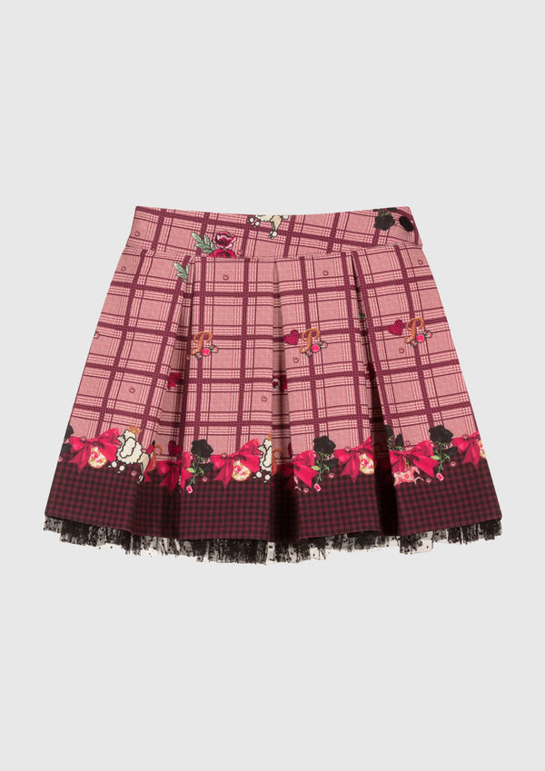 Burgundy Pink Check Skirt - Tiny Models