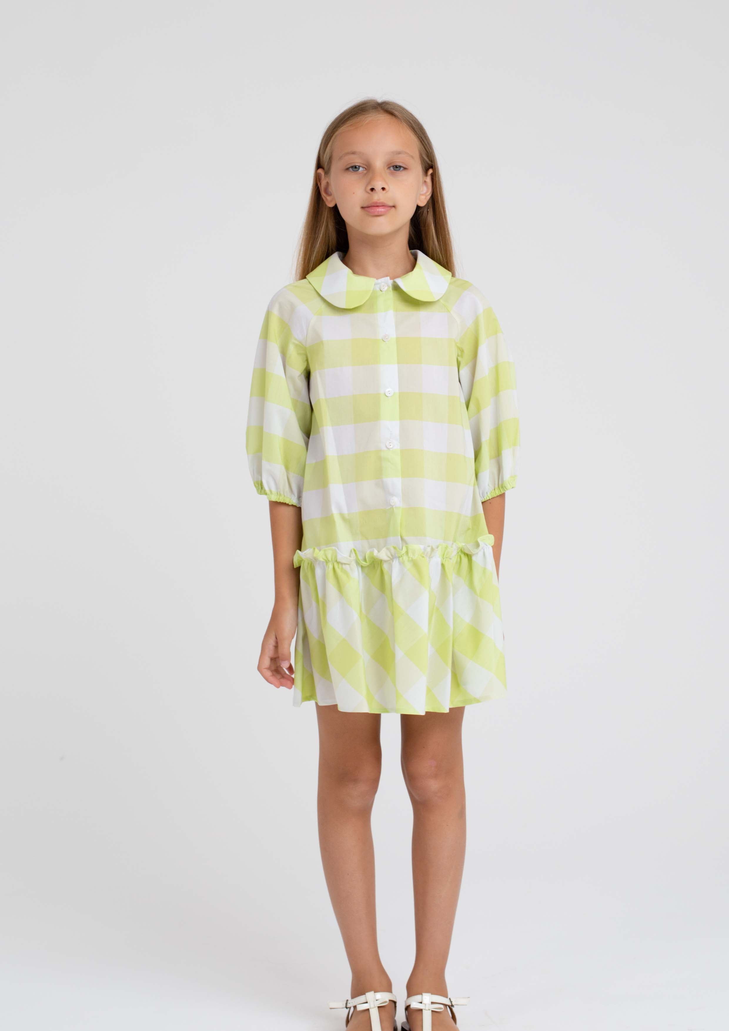 Piccola Ludo Colorado Lime Check Dress