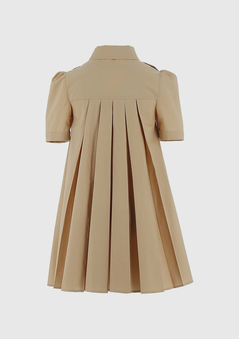 Pleated Dress With Logoed Buttons