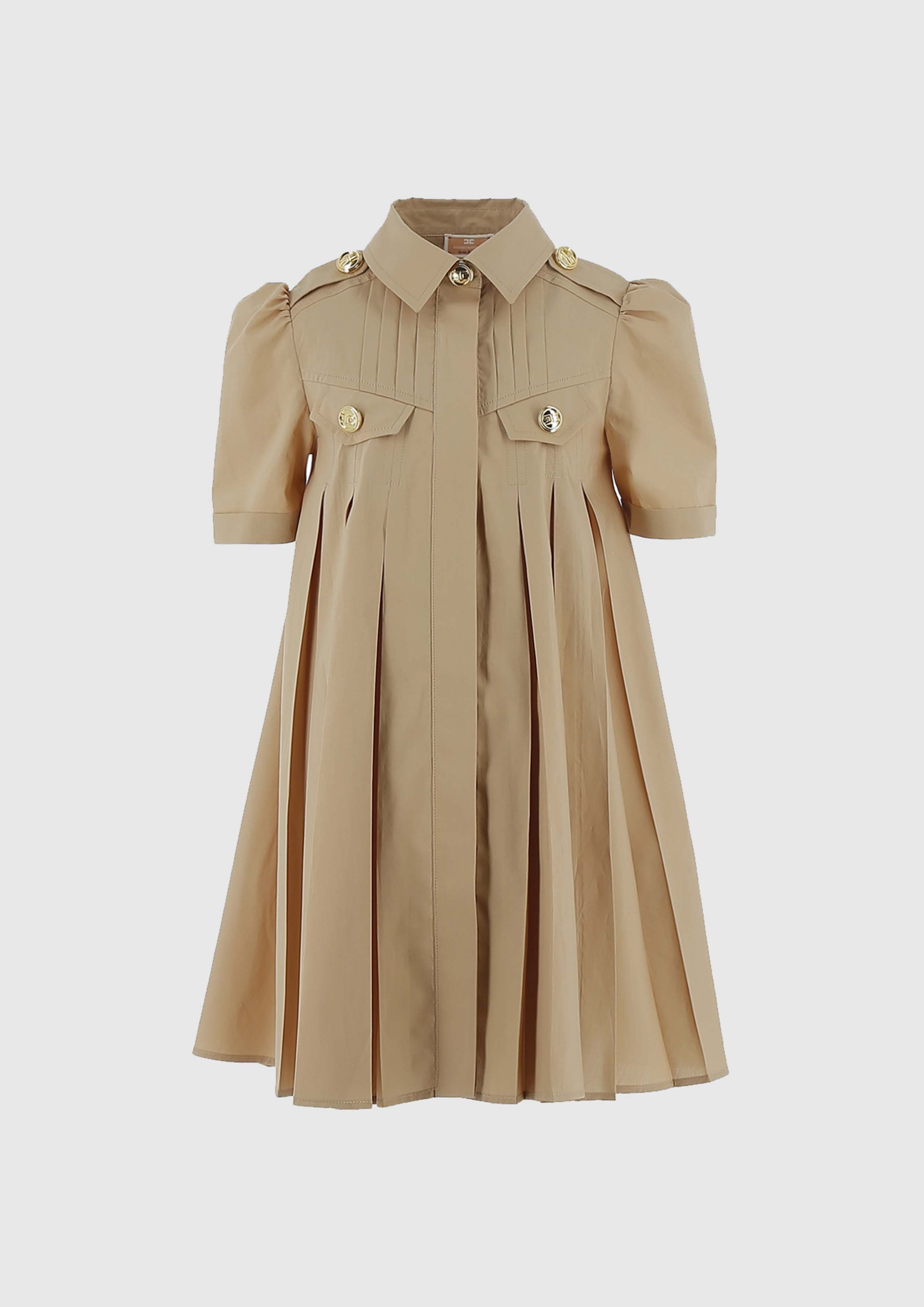 Pleated Dress With Logo Buttons